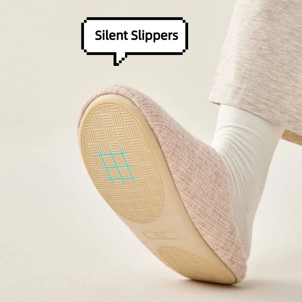 Soft Sole Silent Cotton Slippers Simple Anti-slip Indoor Slippers Women Japanese Style House Shoes Closed-toe slippers Couple