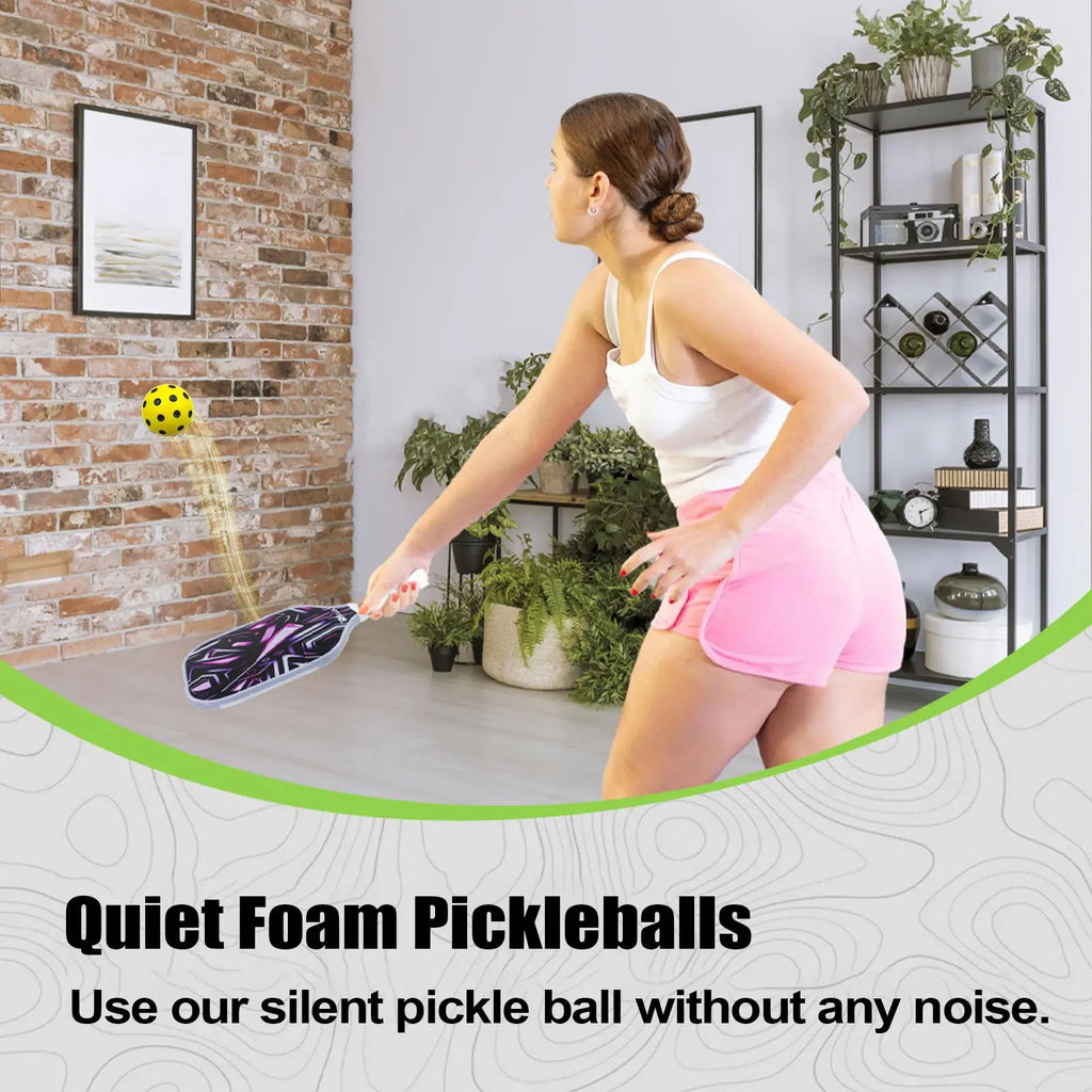 Quiet Foam Pickleball Balls 74MM Indoor Practice Balls No Noise for Apartment Condo Garage Training Backyard Silent Games