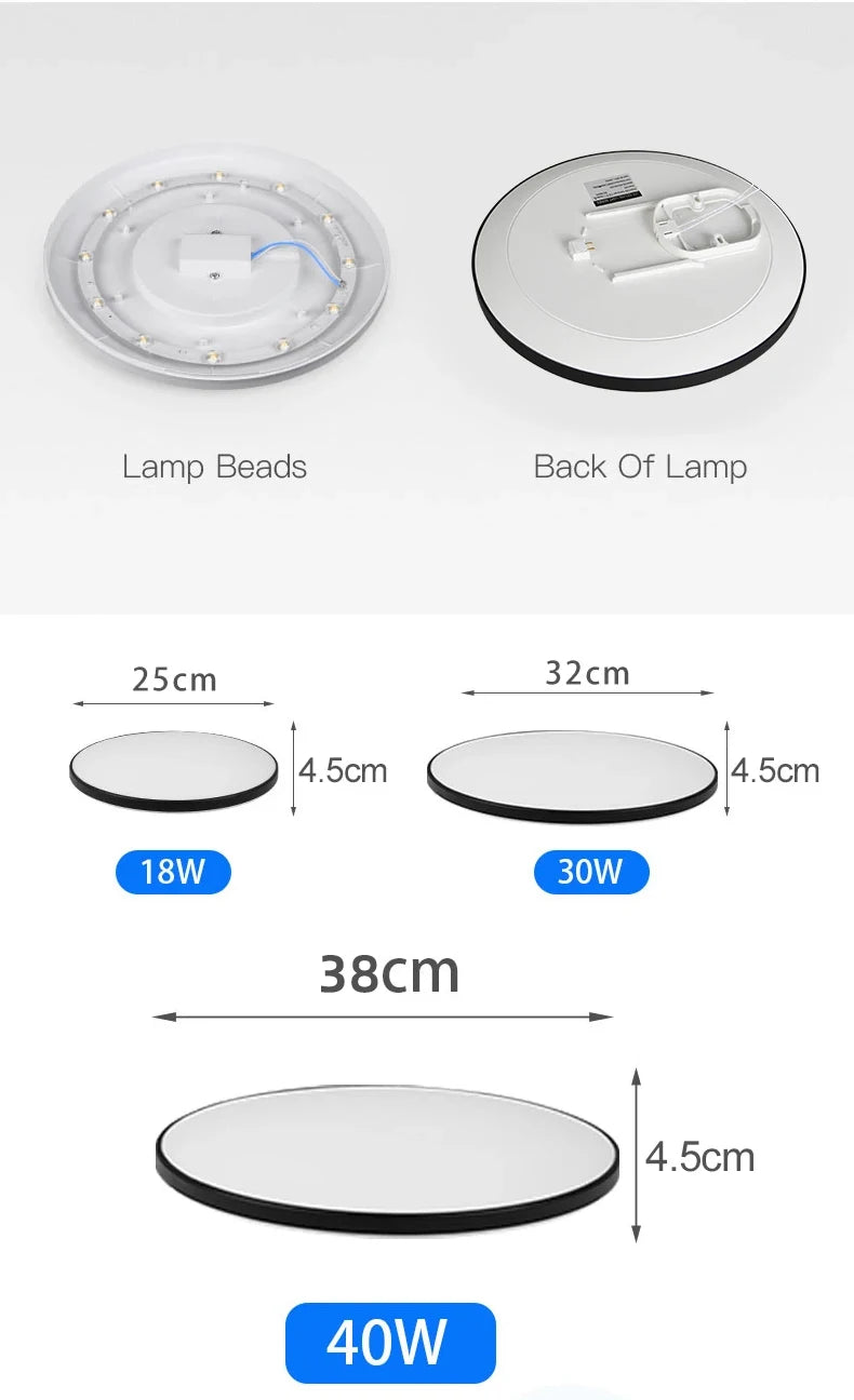 LED Ceiling Lights for bathroom IP44 Waterproof Indoor Kitchen Light AC165-265V 18W/30W/40W Bedroom Ceiling Lamp For Home Panel