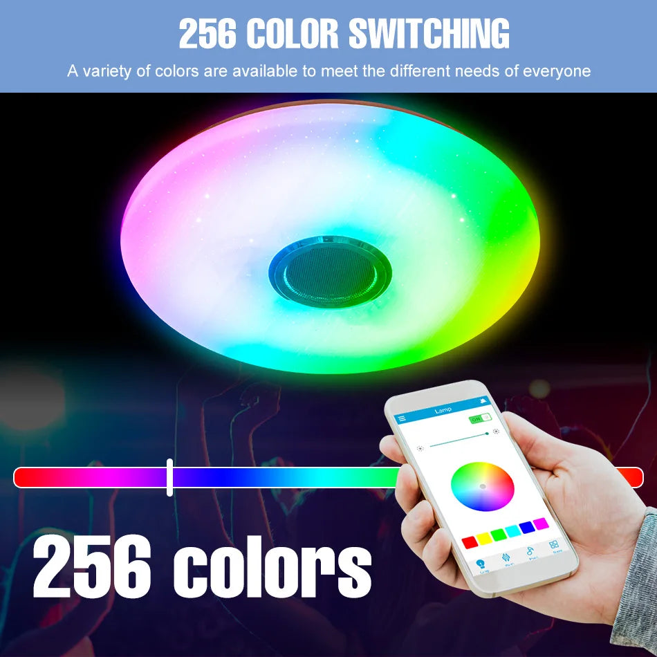 RGB Smart Home LED Ceiling Light With Speakers For Music APP Remote Control Bluetooth Interior Decoration Bedroom Party