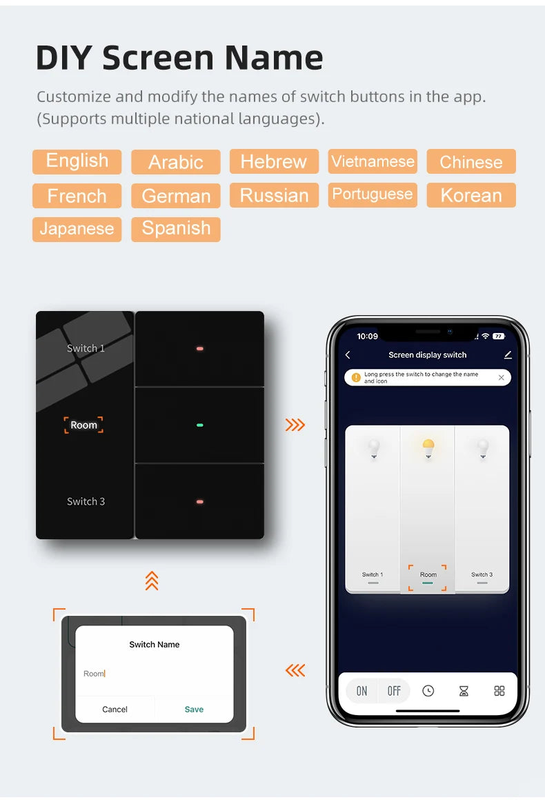 Hotel Name Lux-ury Sm-art Lighting Switch with Display Voice Control Sm-art Home Products