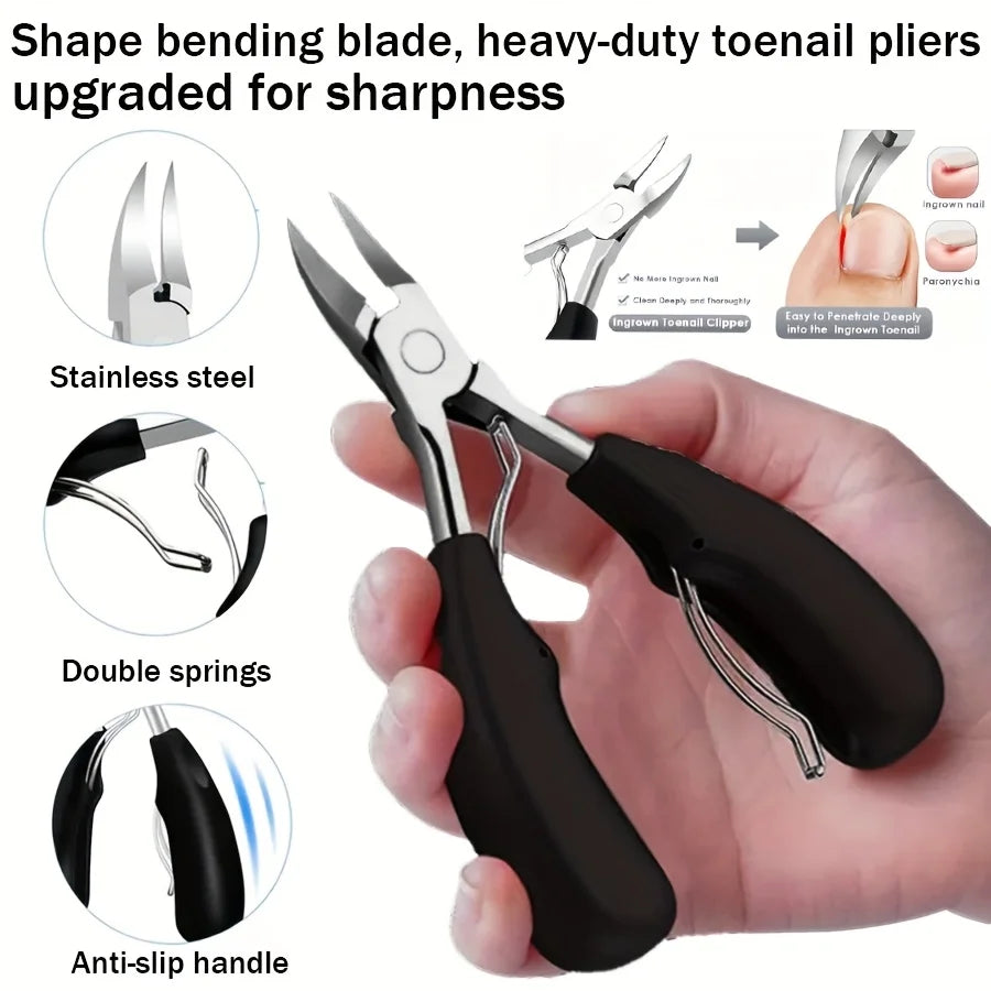 1/5Pcs Nail Care Kit for Ingrown & Thick Toenails - Heavy-Duty Clippers Set with Nail File, Cuticle Nippers, and Grooming Tools