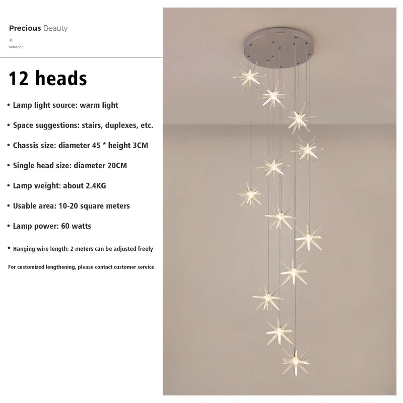 Lustre Attic Kitchen Hotel Led Ceiling Chandelier for Dining Decor Living Room Lamps Modern Meteor Shower Indoor Pendant Light