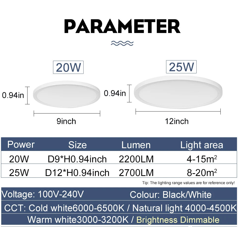 Smart Ceiling Lights 0.94 Inch Remote APP Control Ultra Thin Dimmable Modern Round LED Ceiling Lamp Bedroom Dining Room Kitchen