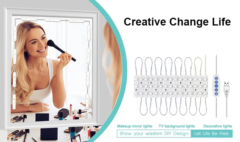 Makeup Mirror LED Light Bulbs Vanity Lights USB 5V Bathroom Dressing Table Lighting Dimmable 5 Colors Hollywood LED Vanity Light
