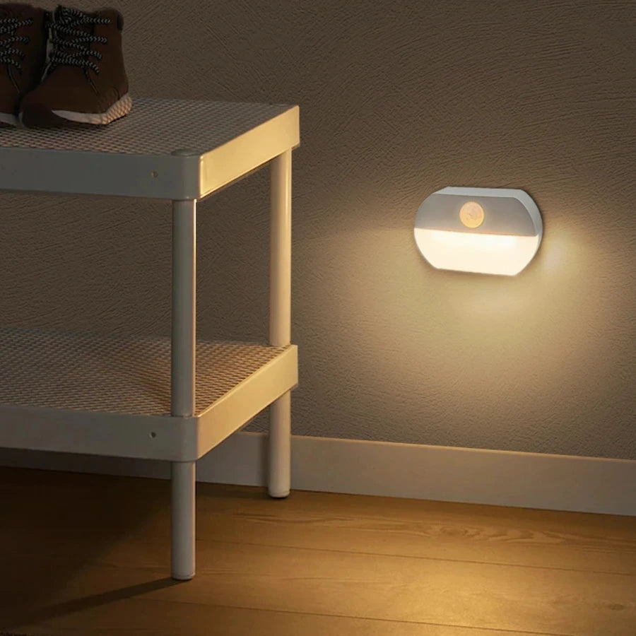 Motion Sensor LED Night Light Battery Powered Indoor Night Lamp  for Bedroom Wall Staircase Closet Aisle Body Induction Lamp