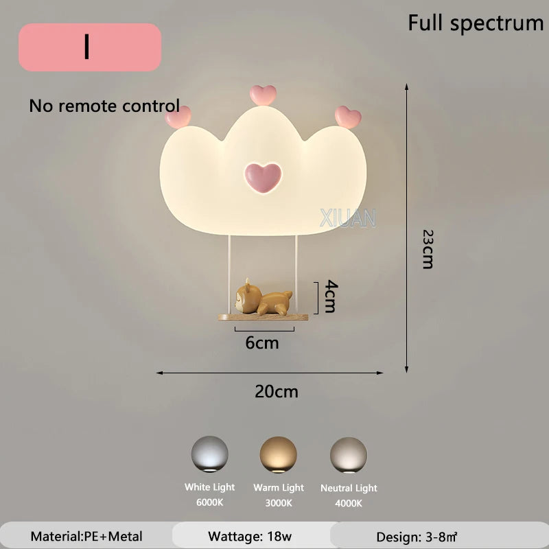 Modern Cute Cartoon LED Wall Lamps Art Creative Animals Balloons Lights for Chidren's Bedroom Living Room Home Decor Chandeliers