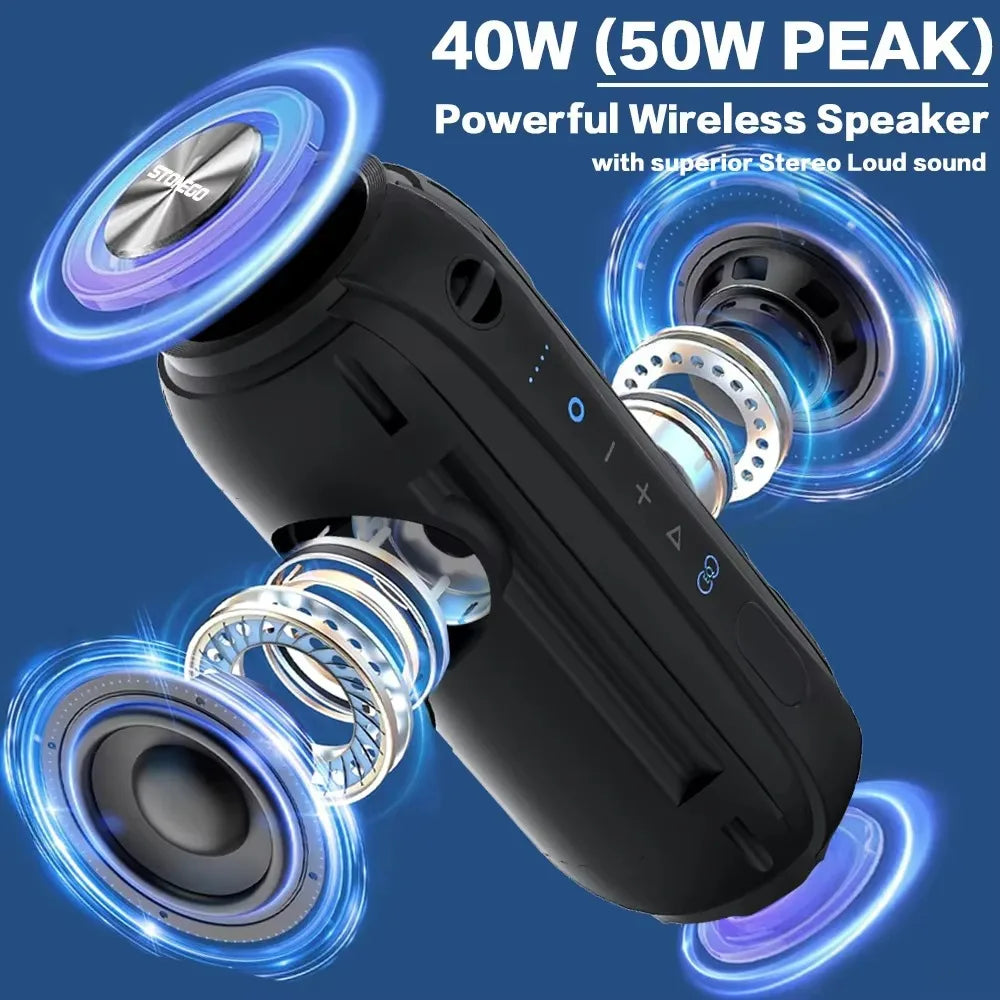 Wireless Bluetooth Speakers Portable Punk Style Dual Speakers Transparent LED TWS Bass Diaphragm Sound