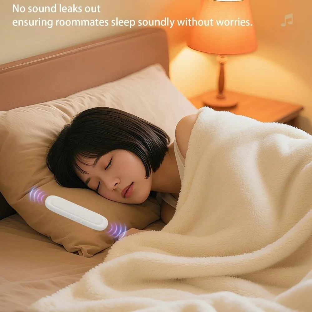 Bluetooth 5.4 Under Pillow Speaker Noise Reduction Stereo Sound Bone Conduction Speaker Deep Bass Timed Shutdow