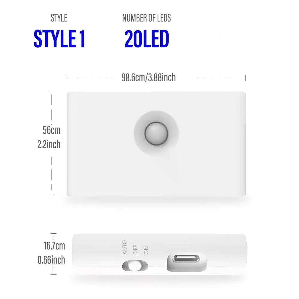 Motion Sensor LED Night Light Rechargeable Human Body Induction Wall Light Bedroom Corridor Cabinet Lamp 2 Sides Luminescence