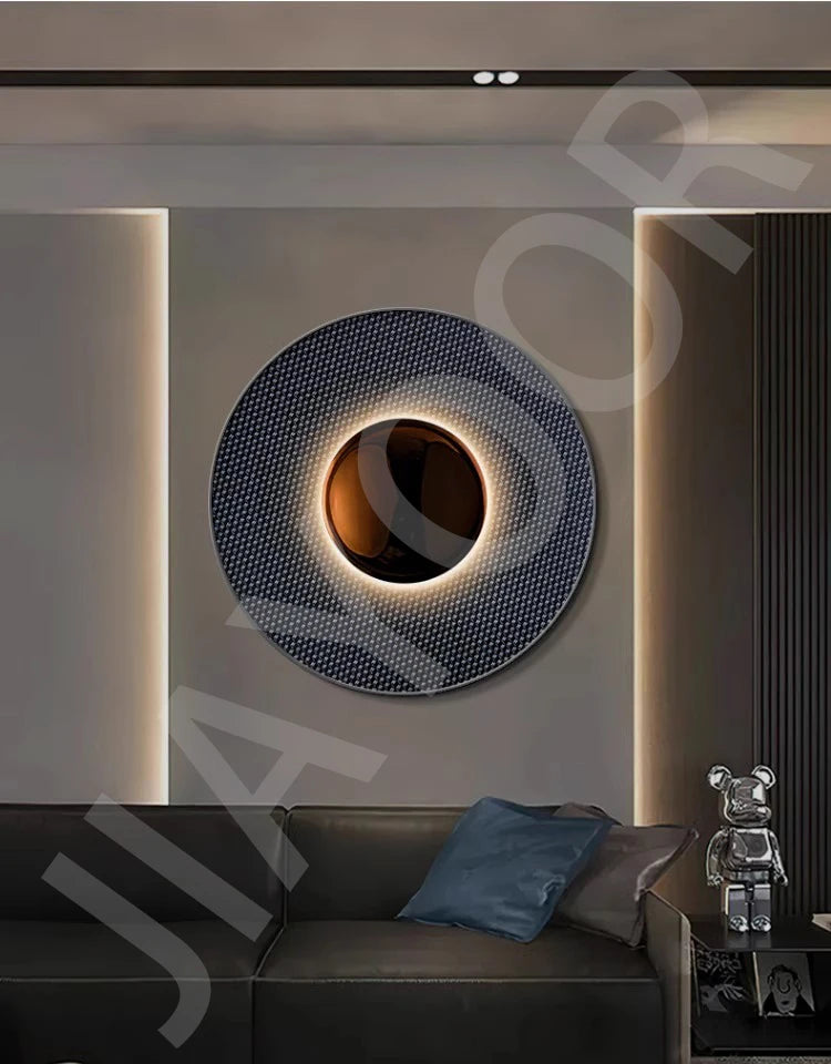 Indoor Modern Minimalist Designer LED Lamp Porch Bedroom Bedside Lighting Decoration Round Background Creative UFO Wall Sconces