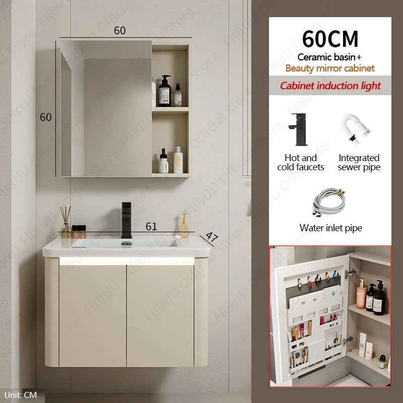 Modern Bathroom Vanity Wall Mounted Bathroom Storage Cabinet, High-Definition Mirror Integrated Bathroom Furniture Accessories
