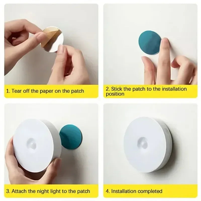 3pcs Motion Sensor LED Night Light USB Rechargeable Night Lamp For Kitchen Cabinet Wardrobe Lamp Staircase Wireless Closet Light