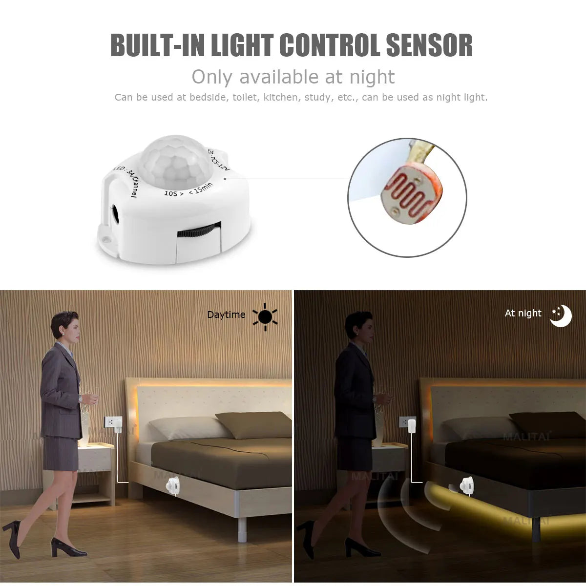 12V Bathroom Mirror Light PIR Motion Sensor LED Strip Light 2835 60led/M Waterproof Smart Night Lamp for Bedroom Bathroom Stair