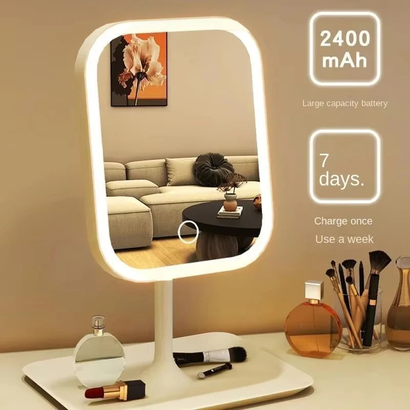 3 Colors LED Lighted Vanity Mirror Unique Designer Touch Control Makeup Mirror for Bedroom Dressing Table Desktop Gifts Women
