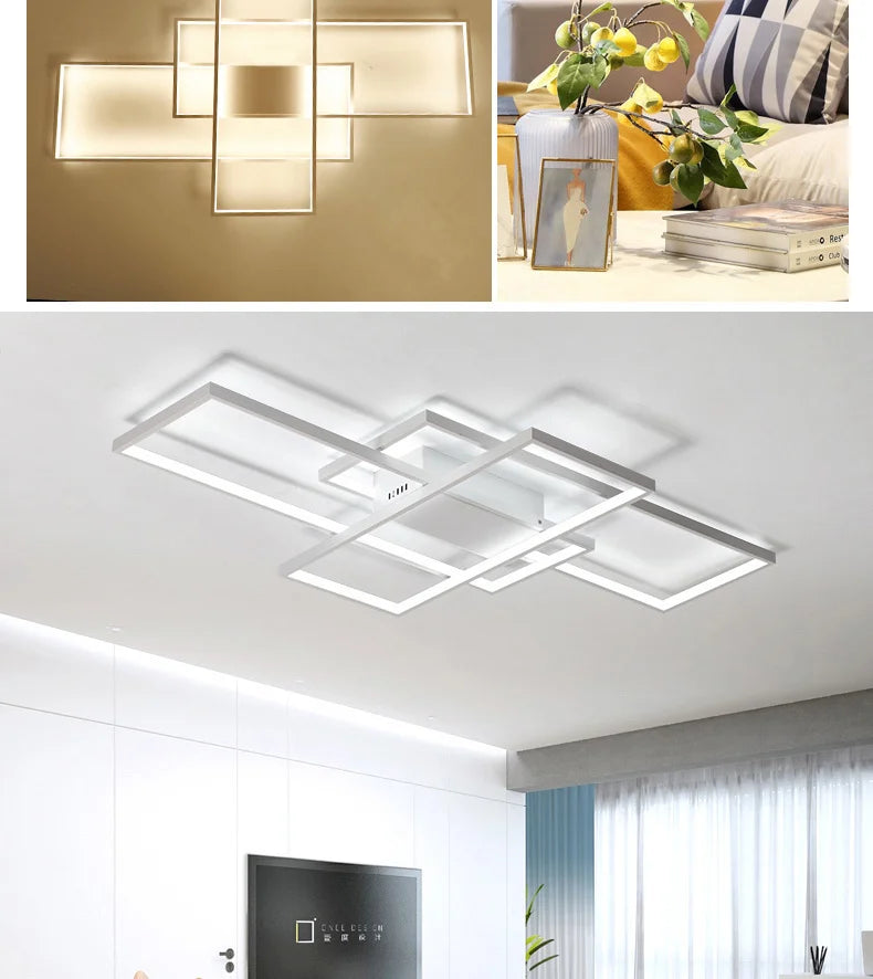 Smart Home Alexa Rectangle Aluminum Modern Led Ceiling Lights For Living Room Bedroom 85-265V White/Black Ceiling Lamp Fixtures
