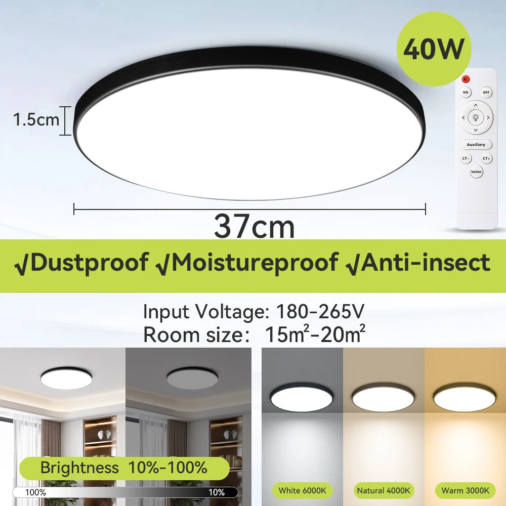 Smart Led Ceiling Light 30W 40W 50W Dimmable Modern Led Ceiling Lamps with Remote Control Led Lights for Room Living Room