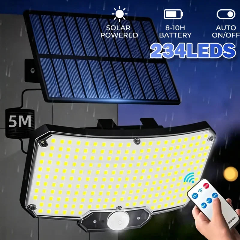 LED Solar Security Lights Motion Sensor Outdoor 234LED Flood Light IP65 Waterproof Wall Lamp Solar 3 Mode for Garden Garage