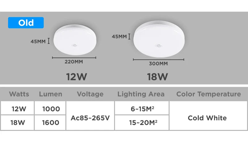 Motion Sensor Ceiling Light Modern Smart Sensor LED Lamp Human Infrared Sensing Lamp Indoor for Garage Corridor Lighting Fixture