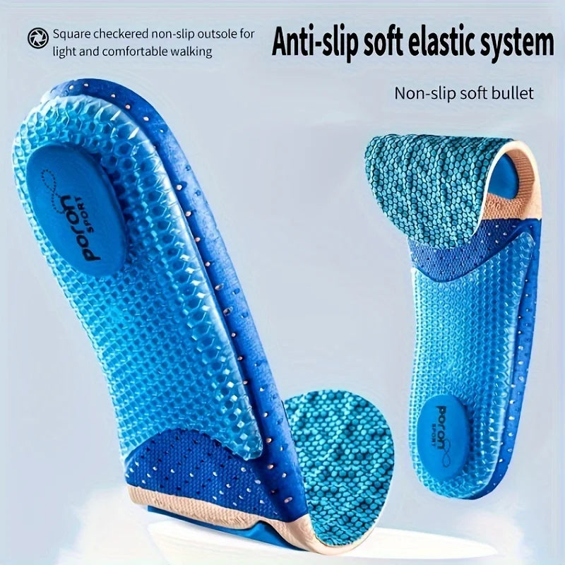 1 Pair Silicone Basketball Sports Insoles - Shock Absorption Sweat-Absorbing Breathable Air Cushion Soft Shoe Pads for Men Women
