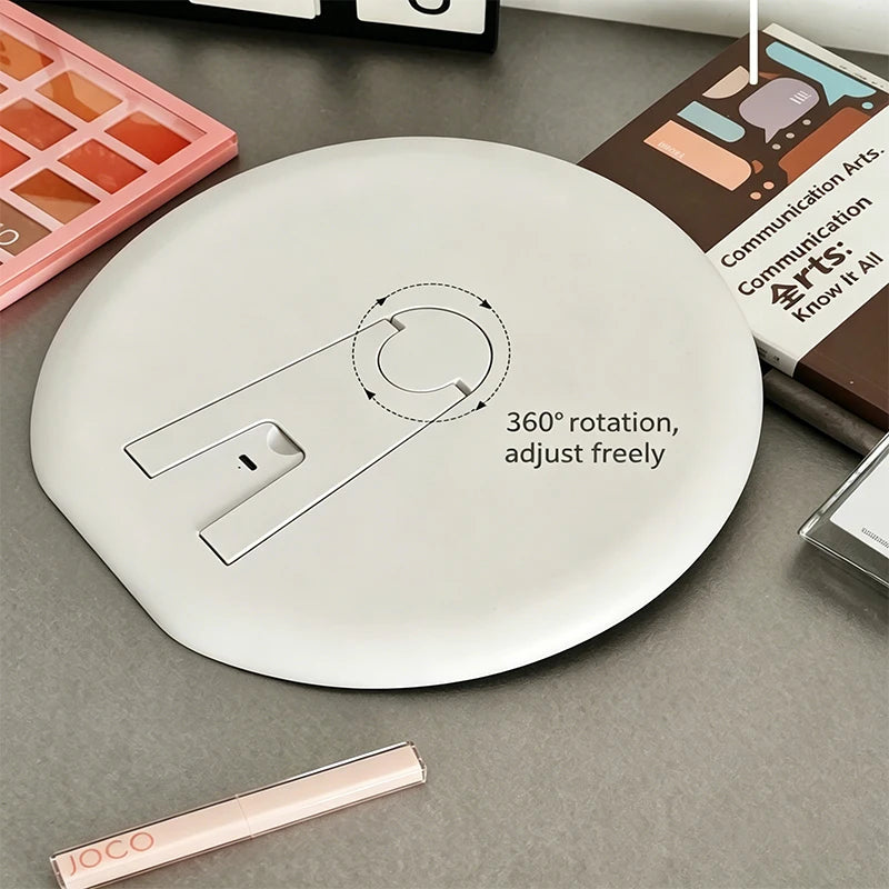 Round LED Lighted Makeup Mirror With Smart Touch Button Adjustable Brightness HD Cosmetic Vanity Mirror For Bedroom Dressing