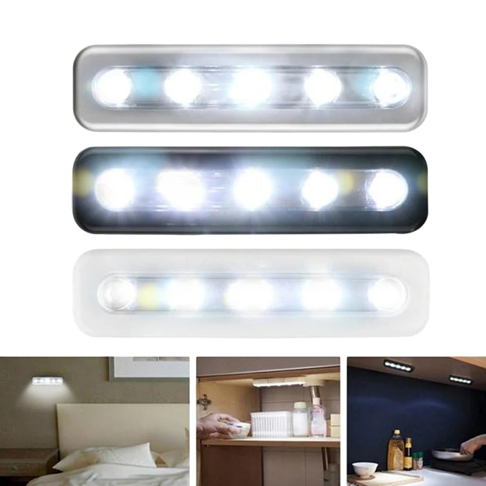 Motion Sensor Light 5 Led Bright Lamp For Closet Cabinet Wardrobe Stairs Under Shelf Operated Cordless