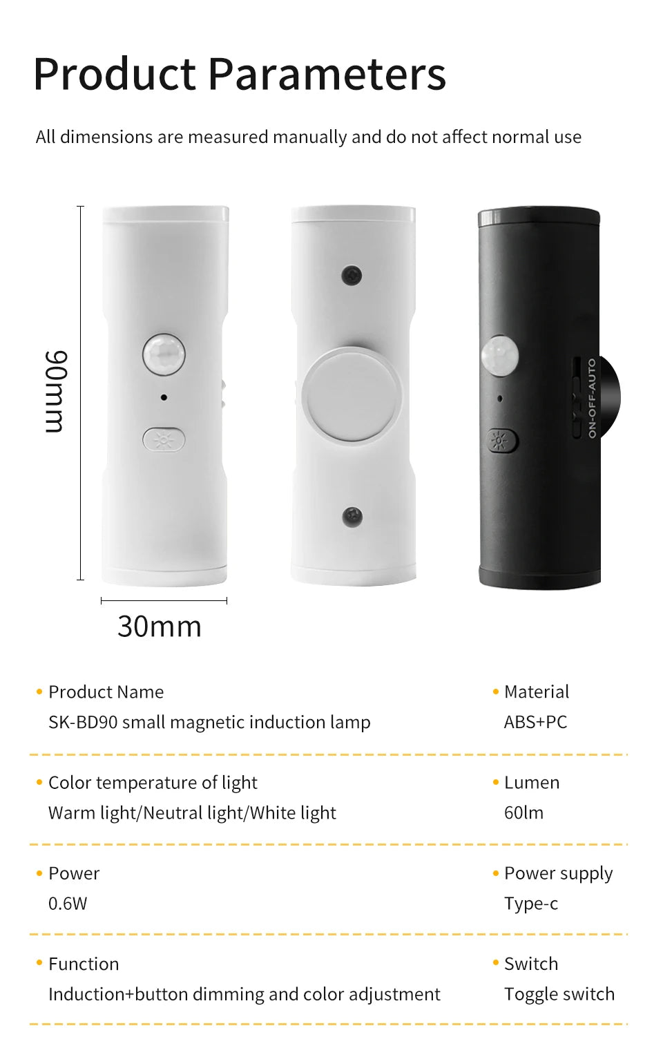 Motion Sensor LED Night Light Double-head Rechargeable Magnetic Wall Lamp Spotlight for Closet Stairs Aisle WC Bedroom Decor