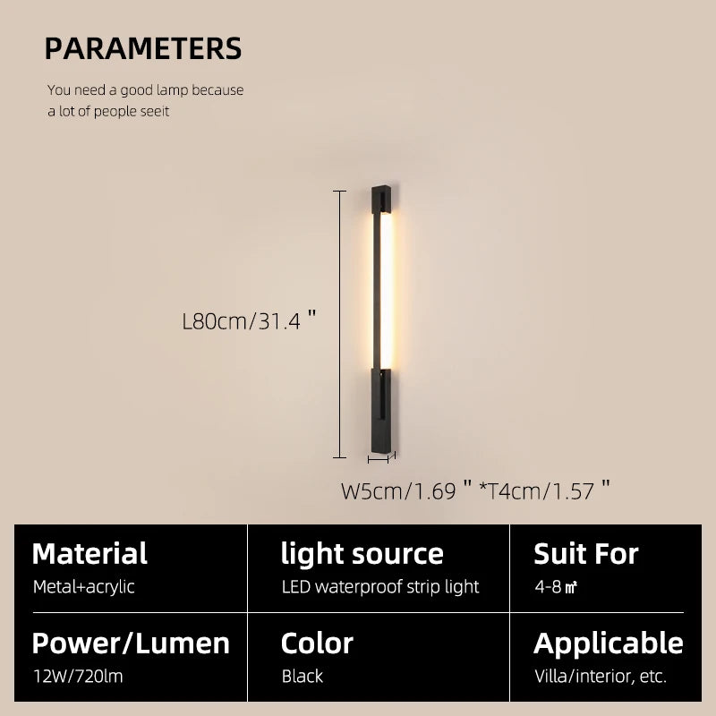 Smart Dimmable Outdoor Wall Light Black Modern LED Lamp IP65 Waterproof via APP Control for Garden Home
