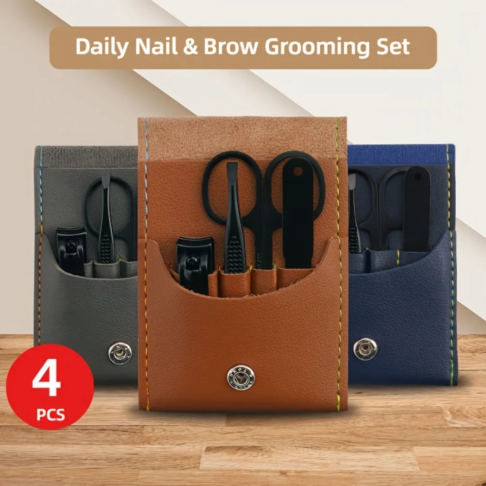 4pcs Beauty Care Set Including Nail Clippers, Nail File, Eyebrow Tweezers, And Beauty Scissors. A Multifunctional Grooming Kit