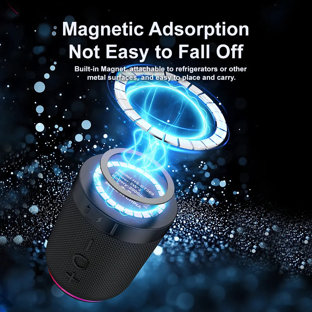 2 In 1 Magnetic Bluetooth Speaker With Dual Speakers RGB Light Portable Wireless Speaker TWS Surround Sound 2000mAh BT5.4 TF/FM