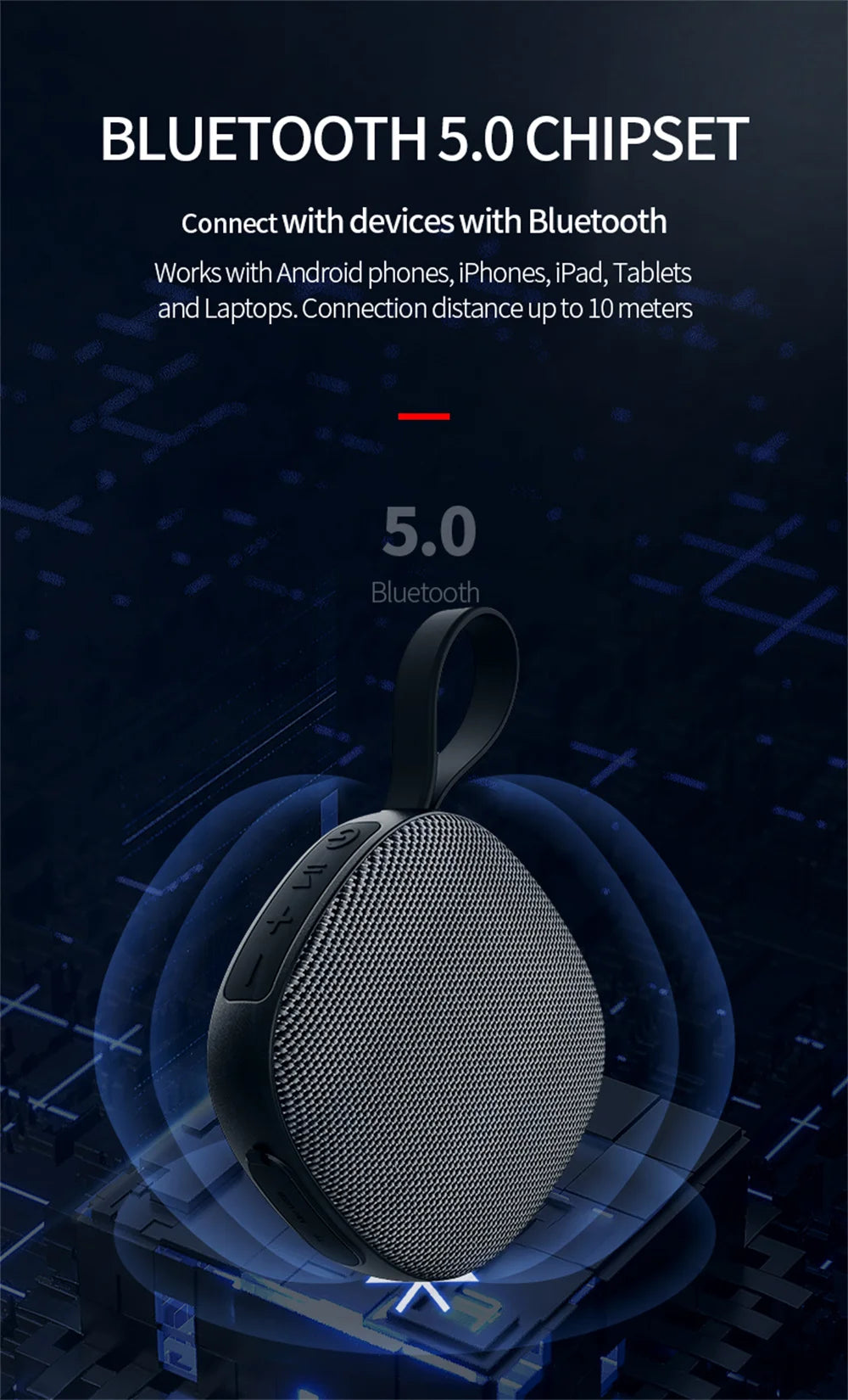 Portable Bluetooth Speakers Wireless Waterproof IPX6 TWS Fabric Mini Subwoofer Card Magnet Small Stereo Audio Player