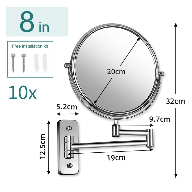 Bathroom Makeup Mirrors Wall Mount Extending Folding 3x 5x 10x Magnification Bath Mirror Double Side Mirror