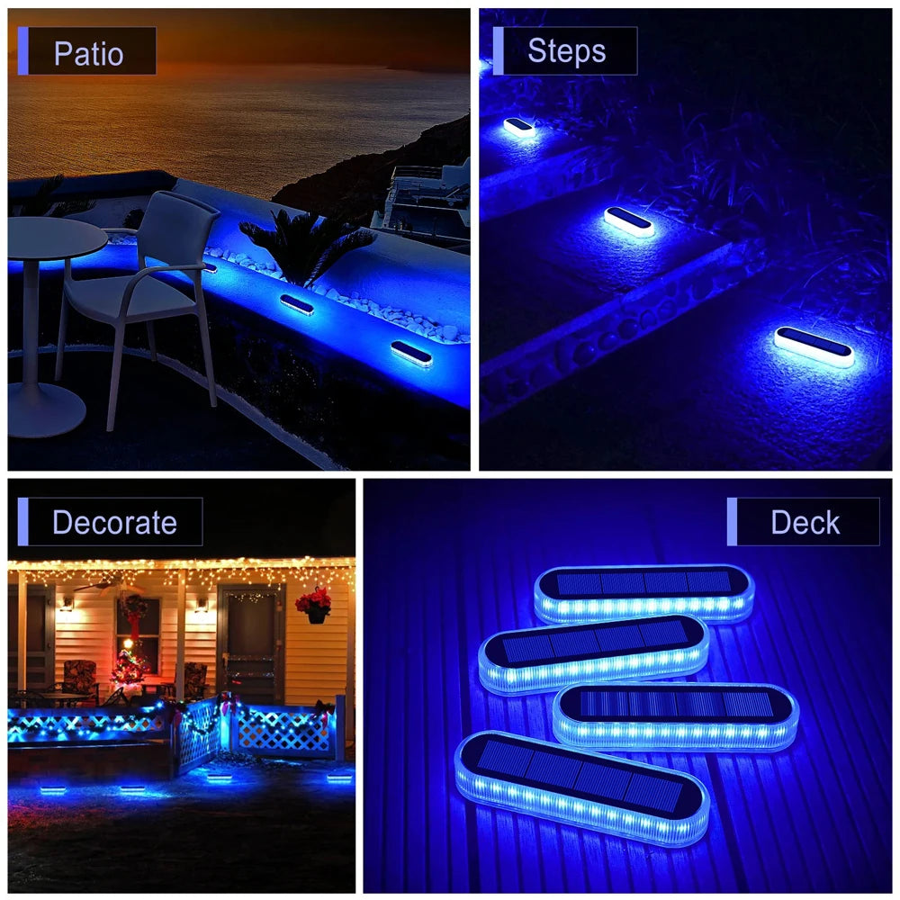 Outdoor Solar Deck Light Waterproof IP68 Stair Lamp with 30 LEDs for Railing Fence Yard Exterior Decorative Lighting