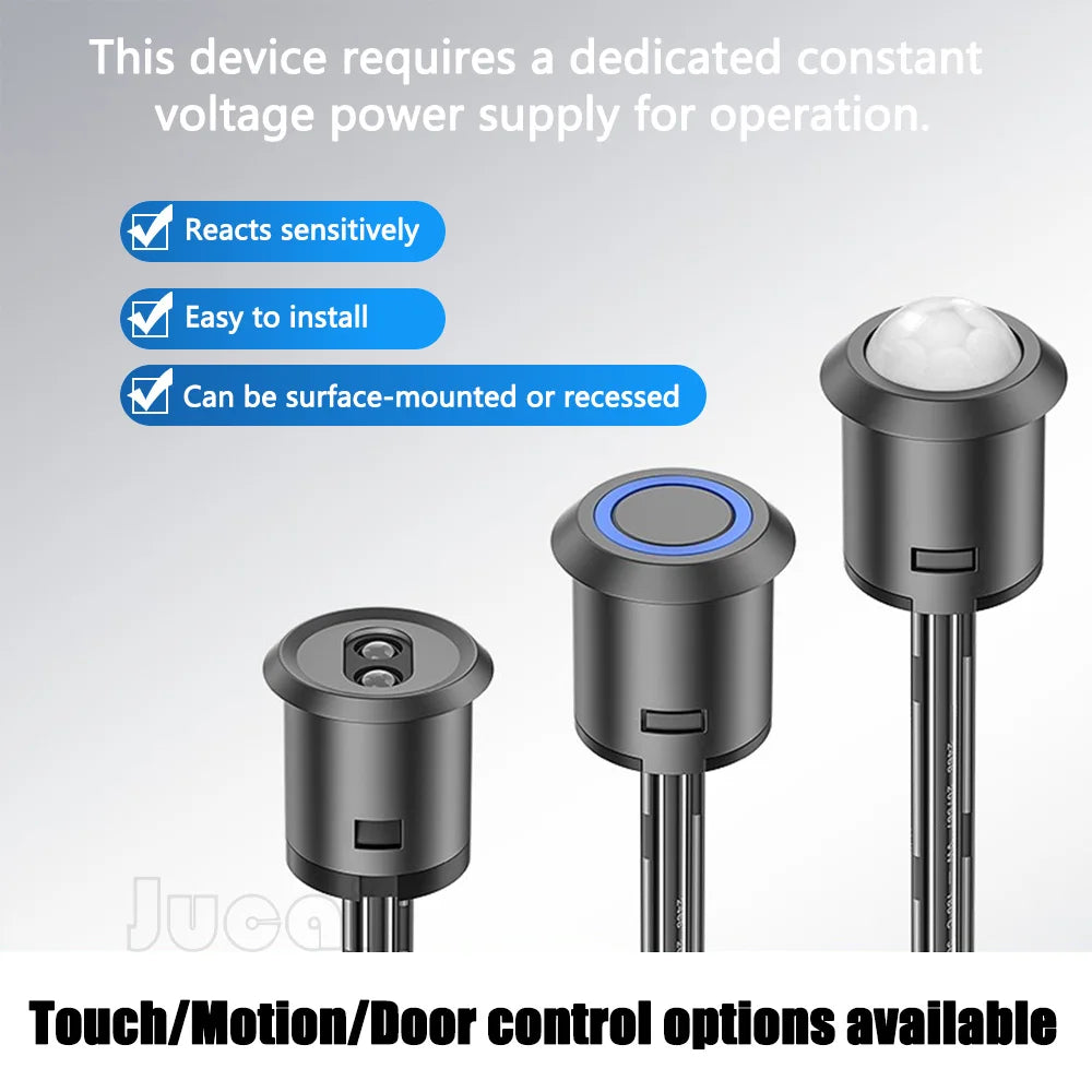 Smart LED Light Controller-Touch Control,Hand Wave,Door Open/Close Control,Stepless Dimming,5A for Wardrobe Cabinet LED Lighting