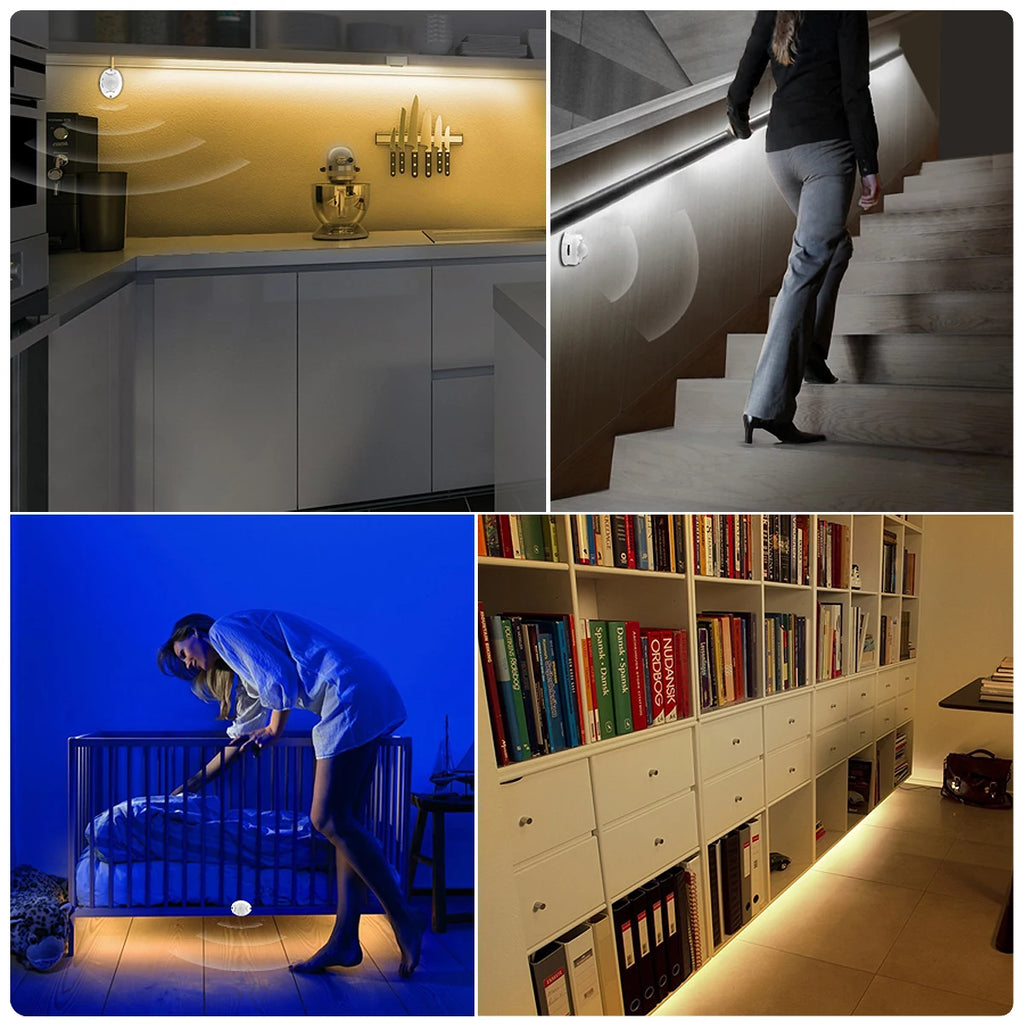 12V Bathroom Mirror Light PIR Motion Sensor LED Strip Light 2835 60led/M Waterproof Smart Night Lamp for Bedroom Bathroom Stair