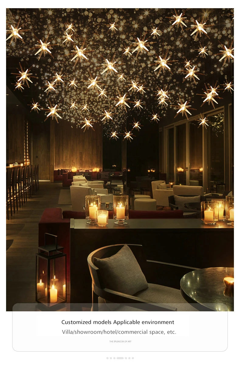 Lustre Attic Kitchen Hotel Led Ceiling Chandelier for Dining Decor Living Room Lamps Modern Meteor Shower Indoor Pendant Light