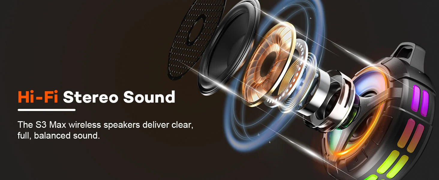Bluetooth Shower Speaker, IP67 Waterproof Portable Speakers, Small Outdoor Speaker with LED Light, True Wireless Stereo for Home