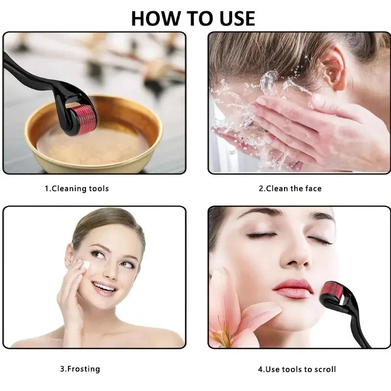 Facial beauty microneedle roller massager, beauty salon and household skin roller skincare tools, facial beauty equipment