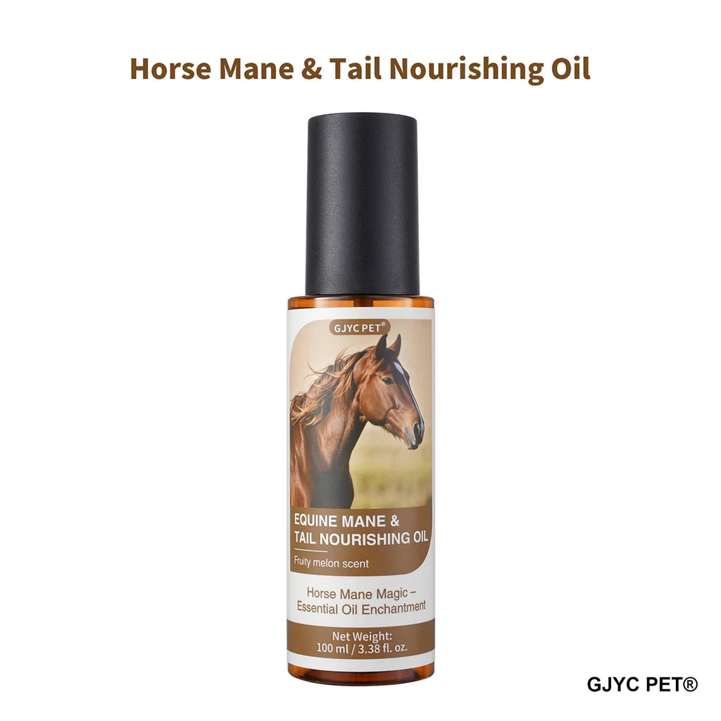 Horse Hair Care Oil 100ml - Mane Shine Essential Oil with Plant Ingredients Nourishing Coat Treatment Easy Carry for All Breeds