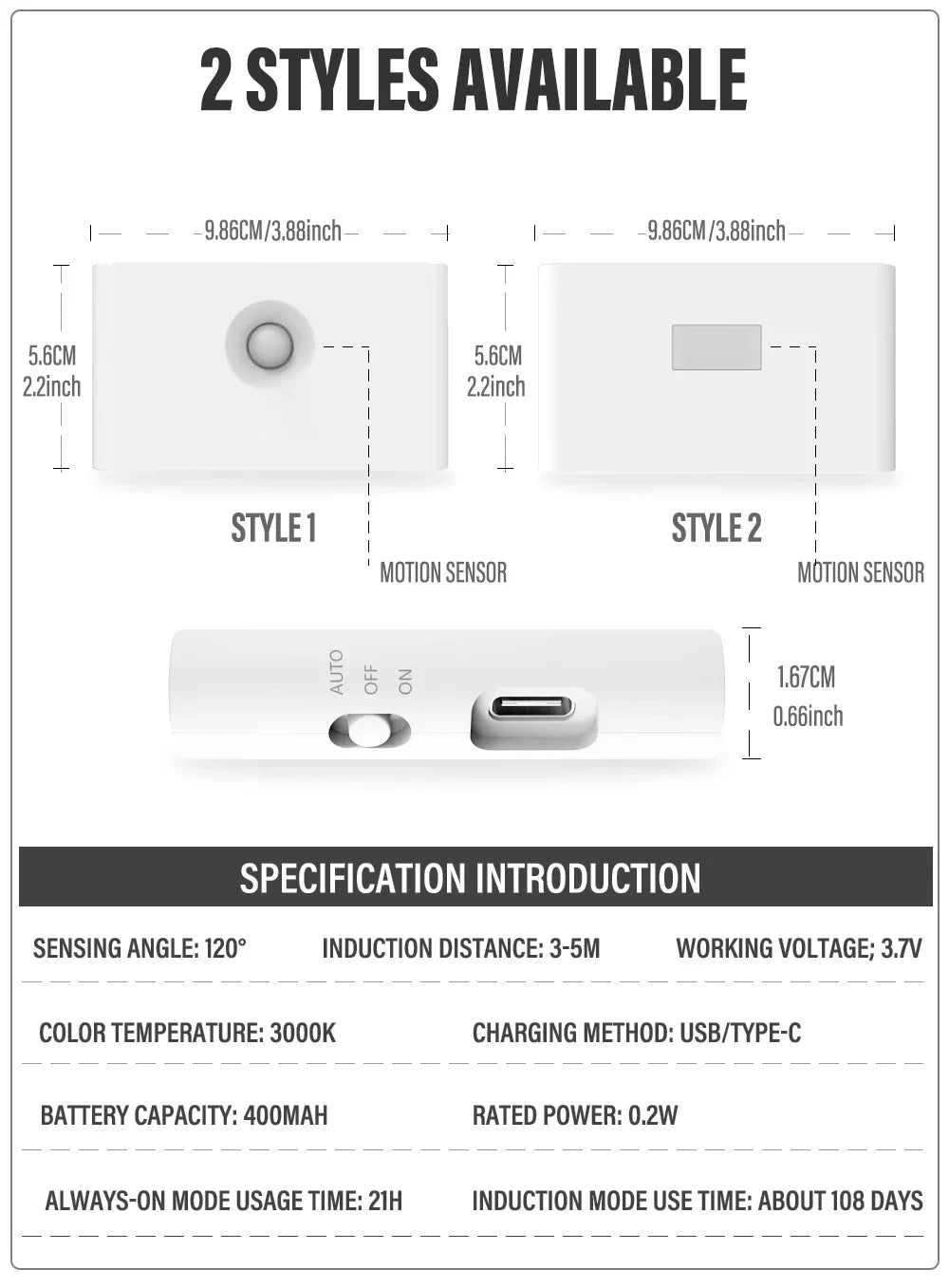 Motion Sensor Night Light Wireless/EU Plug Wall Lamp LED Indoor Lighting,Bedroom Bathroom Corridor Stairway Cabinet Auto ON/OFF
