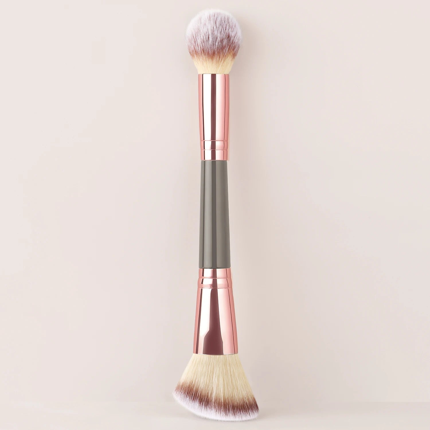 Single Dual-Ended Beauty Brush, Round Blending Brush + Angled Blush Brush Soft Bristle Makeup Tool