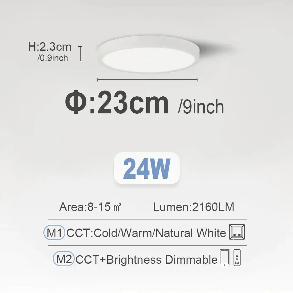 0.9 Inch Ultra-thin Smart Home LED Ceiling Light 38W 28W 24W APP/Remote Control Dimmable Room Decoration Bedroom Living Room