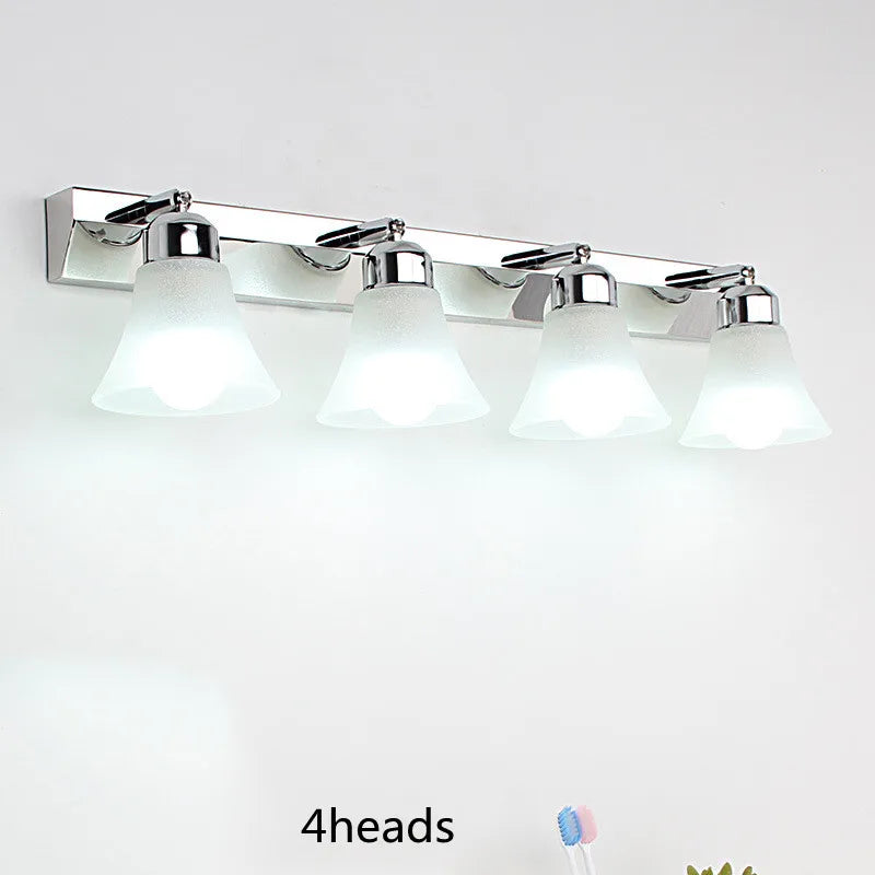 Modern Wall Mirror Light for Bathroom Dressing Room 3/4/5 Lights Silver Wall Lamp Glass Lampshade E27 Indoor Decoration Lighting