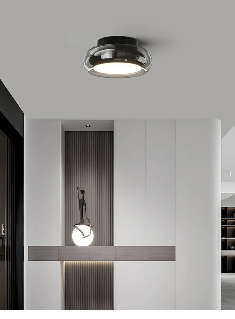 Italian Minimalist Designer Glass Ceiling Light Circular Corridor Lamp Hallway Living Room Dressing Room Lighting Decoration