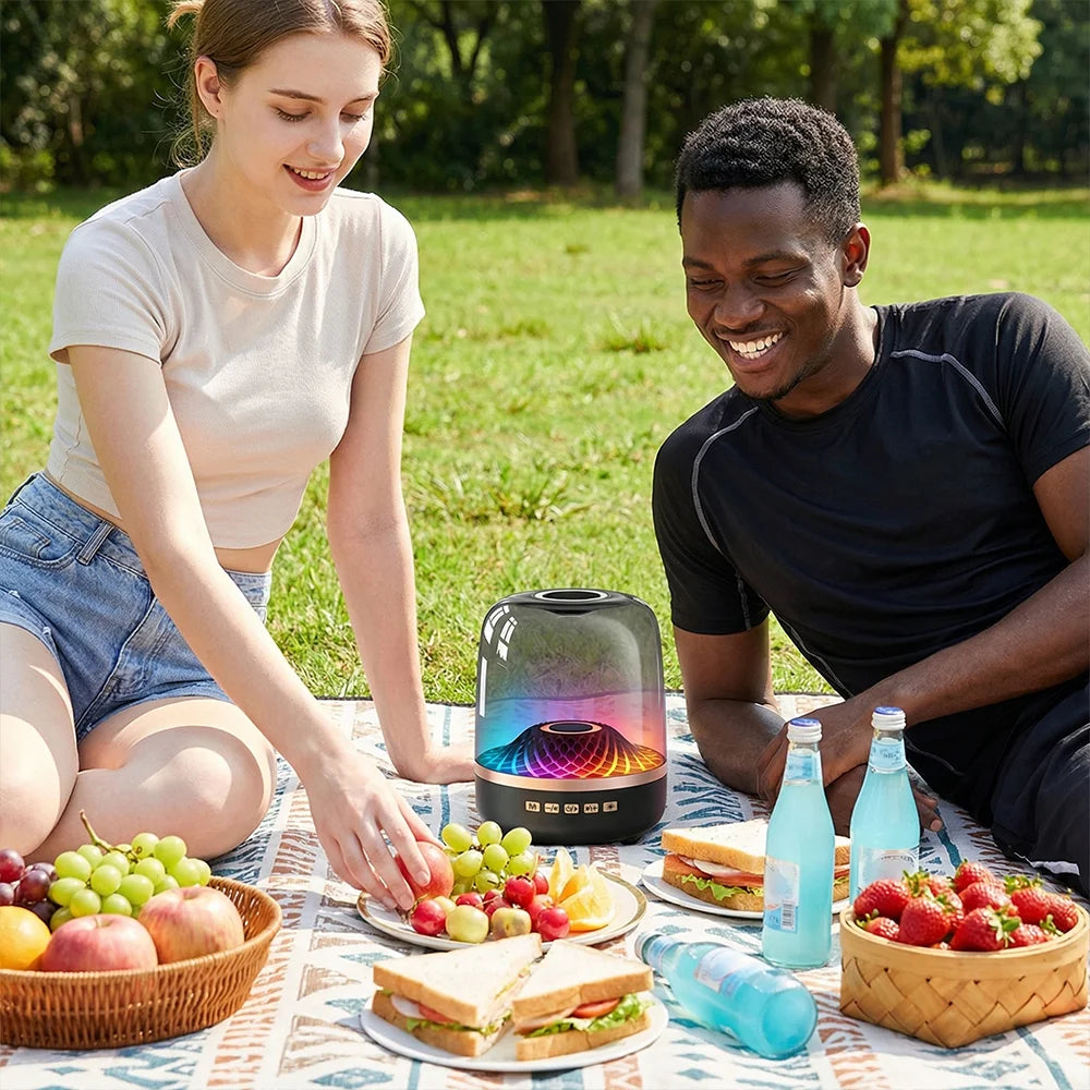 Powerful Bluetooth Speaker, Bass Wireless, LED Light, Outdoor Speakers, Subwoofer,Transparent Warehouse Surround Sound Speakers