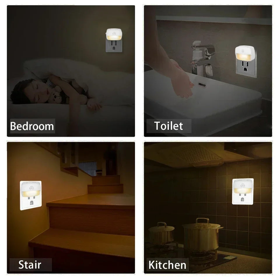 Motion Sensor LED Night Light 3 Color Temperature Plug in PIR Human Induction Lamp Bedroom WC Hallway Stair Emergency Lamp