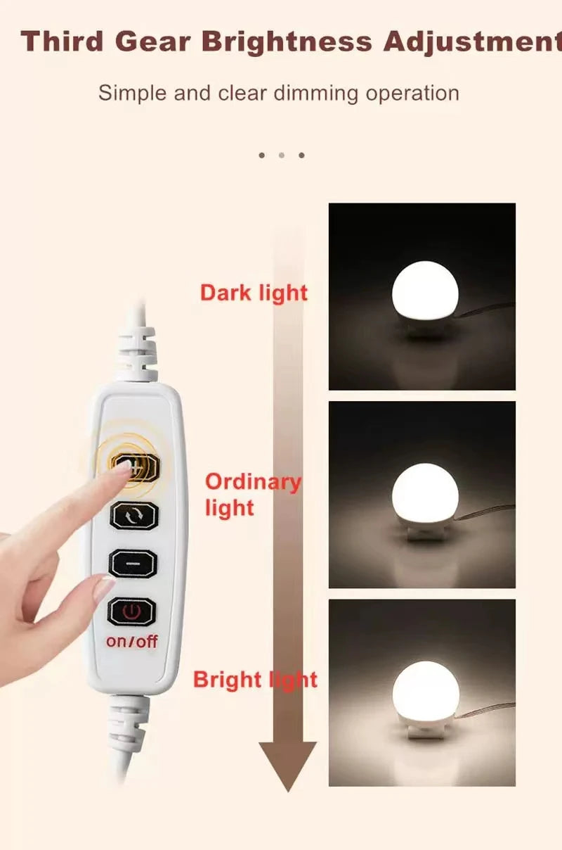 Makeup Mirror LED Light Bulbs Vanity Lights USB 12V Bathroom Dressing Table Lamp Dimmable LED Vanity Light For Mirror Light