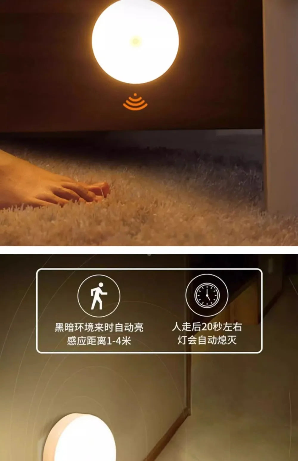 Motion Sensor LED Night Light USB Rechargeable Night Lamp for Kitchen Cabinet Wardrobe Lamp Staircase Wireless Closet Light