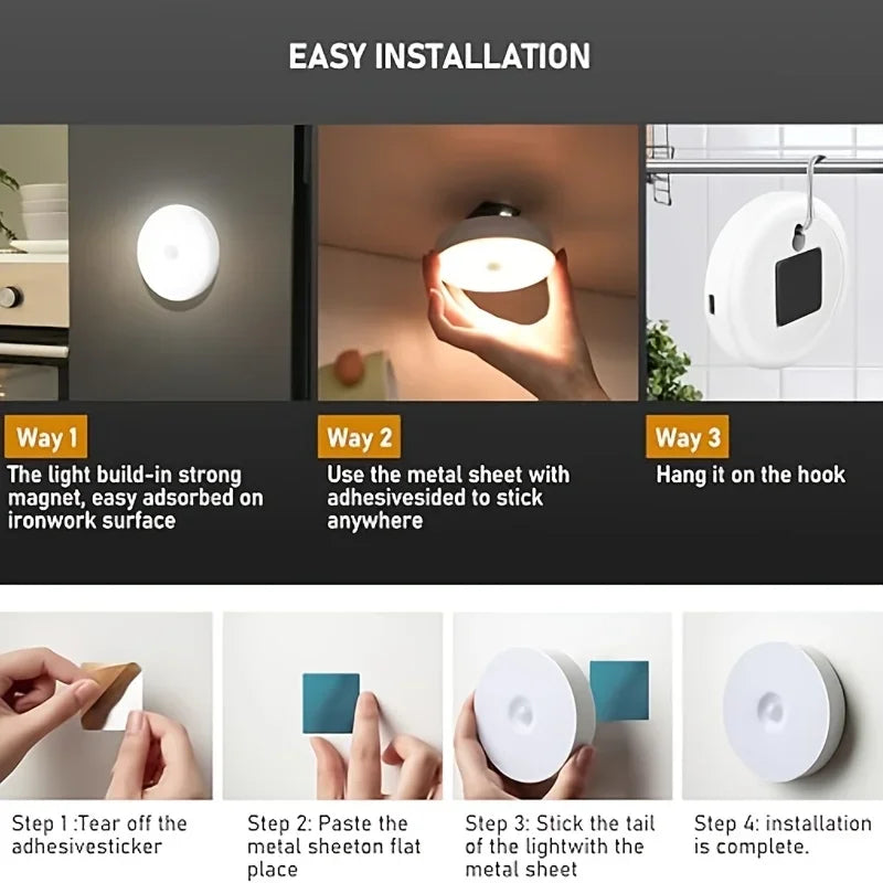 Motion Sensor Night Light,Wireless LED Cabinet Light w/PIR Motion Detection,Bedroom Stairs Hallway Closet,Smart Wall Lamp Room