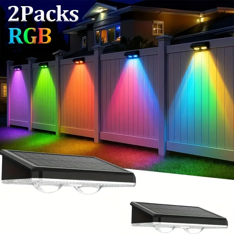 4/2 Pack Solar Fence Lights Multi Colour Garden Wall Lights for Villa Garden Fence Holiday Walkway Home Landscape Lighting